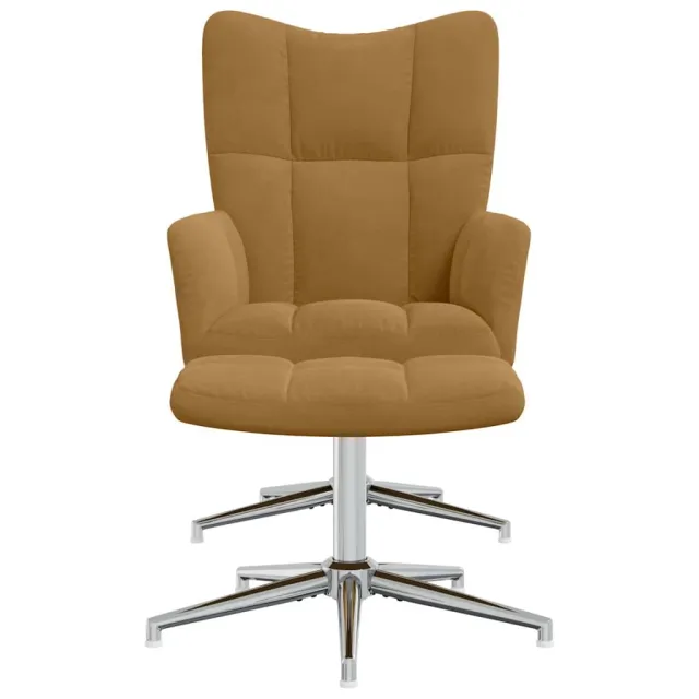 Chaise de relaxation avec tabouret Marron Velours