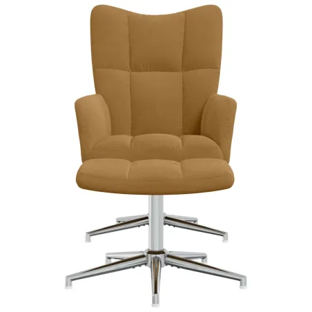 Chaise de relaxation avec tabouret Marron Velours