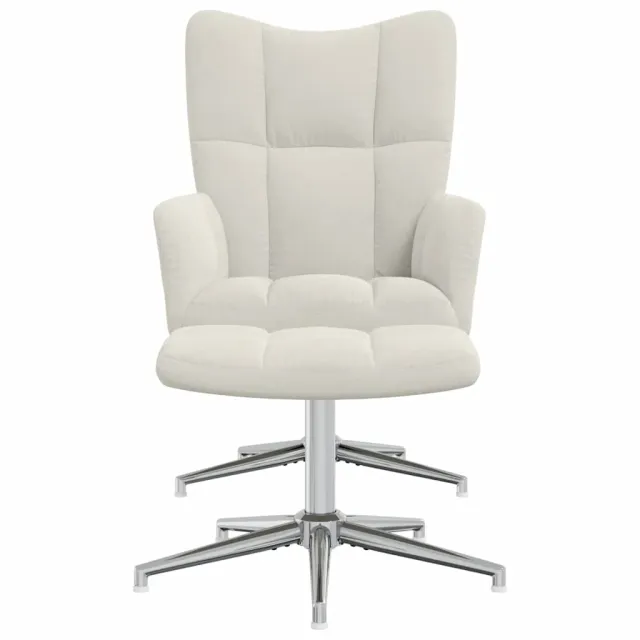 Chaise de relaxation avec tabouret Blanc crème Velours