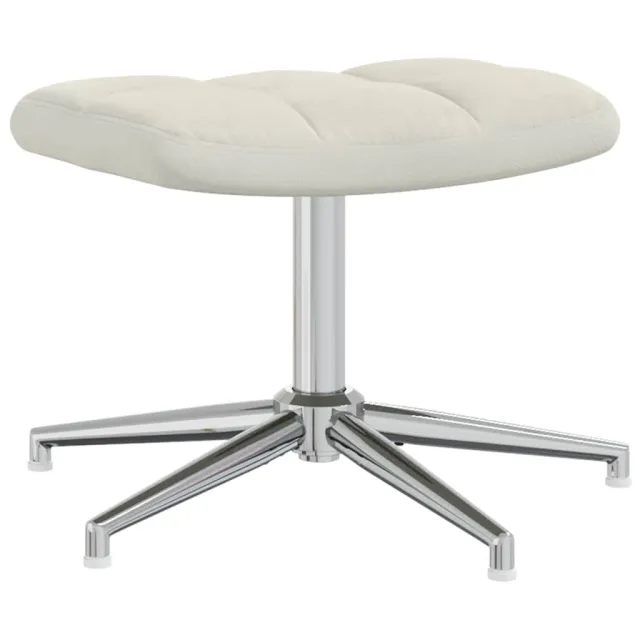 Chaise de relaxation avec tabouret Blanc crème Velours