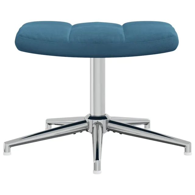 Chaise de relaxation avec tabouret Bleu Velours