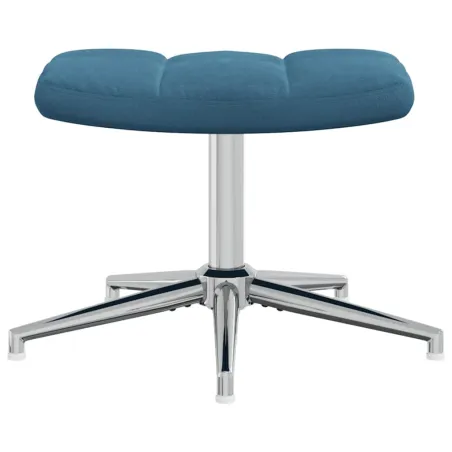 Chaise de relaxation avec tabouret Bleu Velours