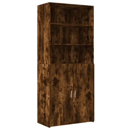 Buffet haut chêne fumé 80x42,5x185 cm bois d'ingénierie