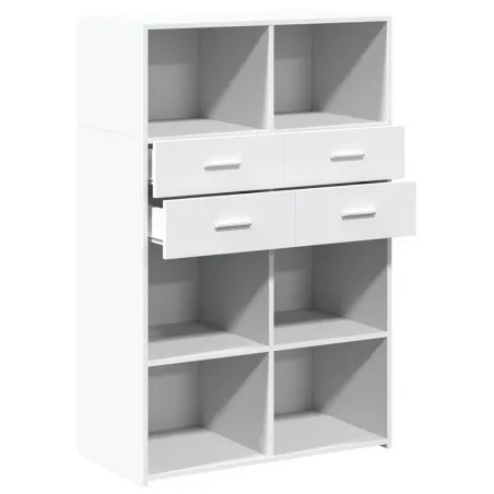 Buffet haut blanc 80x42,5x124 cm bois d'ingénierie