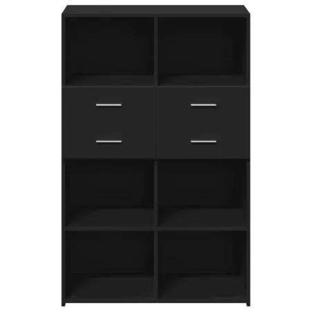 Buffet haut noir 80x42,5x124 cm bois d'ingénierie