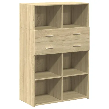 Buffet haut chêne sonoma 80x42,5x124 cm bois d'ingénierie 2