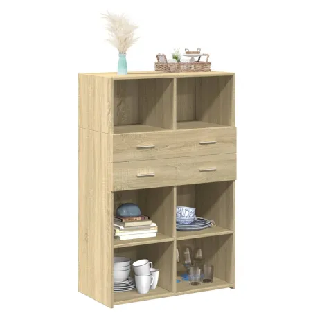 Buffet haut chêne sonoma 80x42,5x124 cm bois d'ingénierie