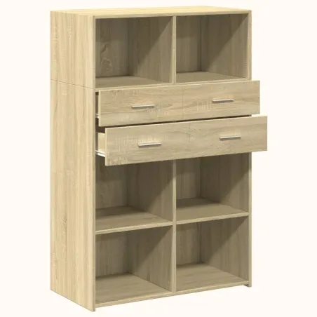 Buffet haut chêne sonoma 80x42,5x124 cm bois d'ingénierie