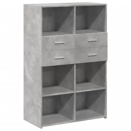 Buffet haut gris béton 80x42,5x124 cm bois d'ingénierie 2