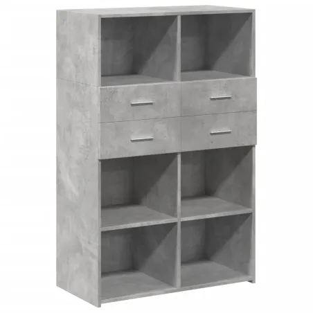 Buffet haut gris béton 80x42,5x124 cm bois d'ingénierie