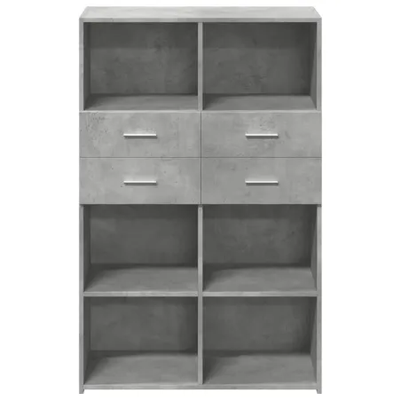 Buffet haut gris béton 80x42,5x124 cm bois d'ingénierie