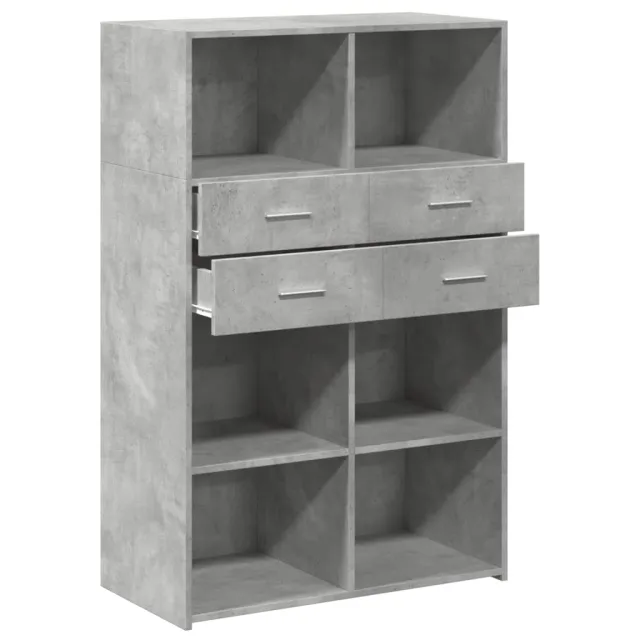 Buffet haut gris béton 80x42,5x124 cm bois d'ingénierie