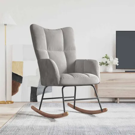 Chaise à bascule Gris clair Velours