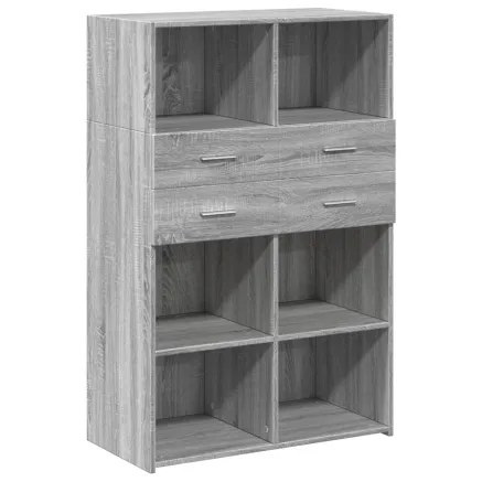 Buffet haut sonoma gris 80x42,5x124 cm bois d'ingénierie 2