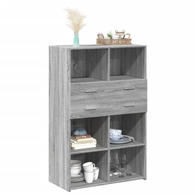 Buffet haut sonoma gris 80x42,5x124 cm bois d'ingénierie