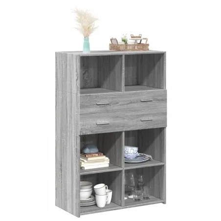 Buffet haut sonoma gris 80x42,5x124 cm bois d'ingénierie