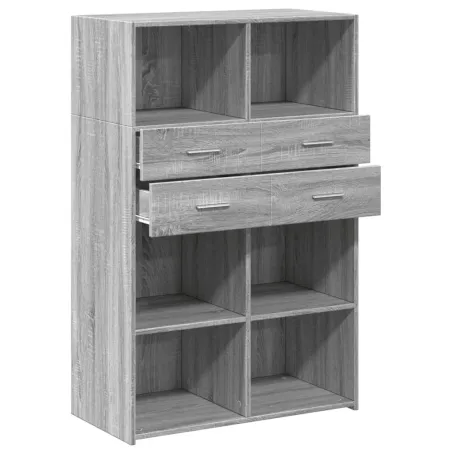 Buffet haut sonoma gris 80x42,5x124 cm bois d'ingénierie