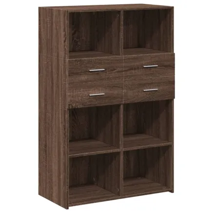 Buffet haut chêne marron 80x42,5x124 cm bois d'ingénierie 2