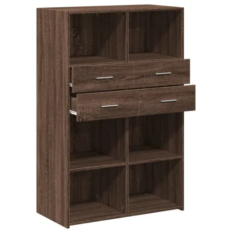 Buffet haut chêne marron 80x42,5x124 cm bois d'ingénierie