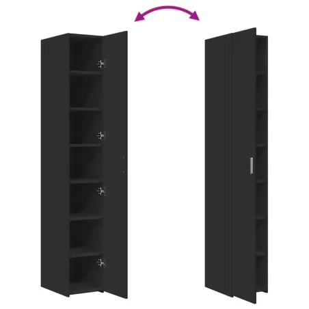 Buffet haut noir 30x42,5x185 cm bois d'ingénierie