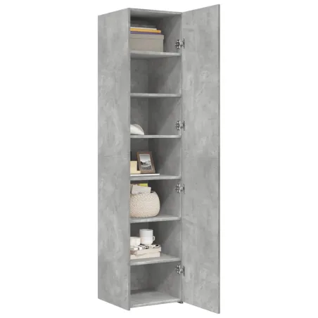 Buffet haut gris béton 40x42,5x185 cm bois d'ingénierie