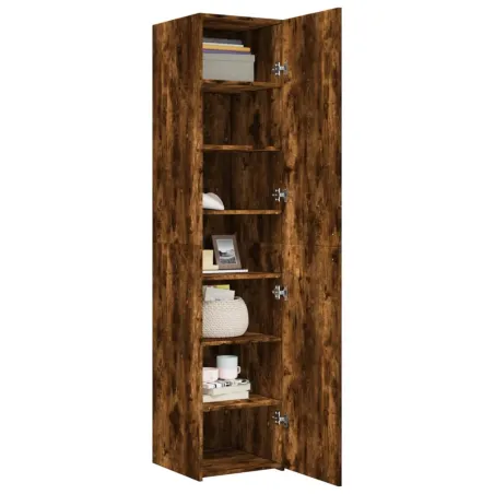 Buffet haut chêne fumé 40x42,5x185 cm bois d'ingénierie