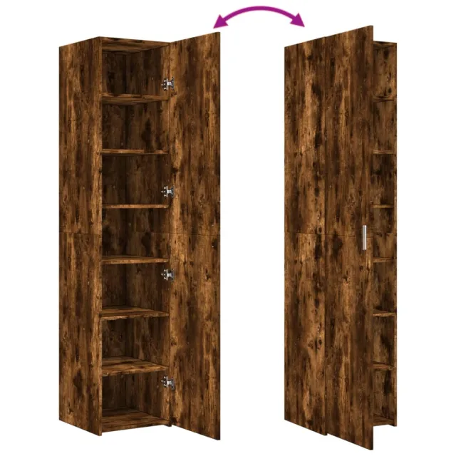 Buffet haut chêne fumé 40x42,5x185 cm bois d'ingénierie