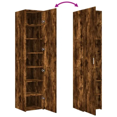 Buffet haut chêne fumé 40x42,5x185 cm bois d'ingénierie