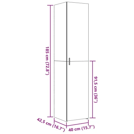 Buffet haut chêne fumé 40x42,5x185 cm bois d'ingénierie