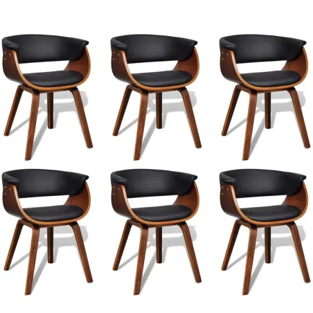 Chaises à manger lot de 6 bois courbé et similicuir