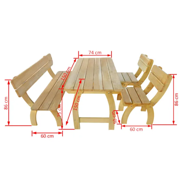 Ensemble à manger d'extérieur 4 pcs Bois de pin imprégné