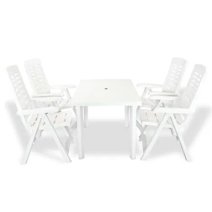 Mobilier à manger d'extérieur 5 pcs Plastique Blanc