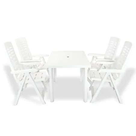 Mobilier à manger d'extérieur 5 pcs Plastique Blanc