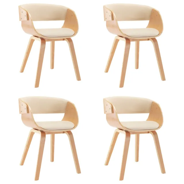 Chaises à manger lot de 4 crème bois courbé et similicuir