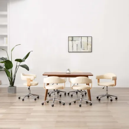 Chaises pivotantes à manger lot de 6 crème similicuir