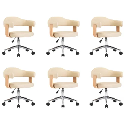 Chaises pivotantes à manger lot de 6 crème similicuir 2