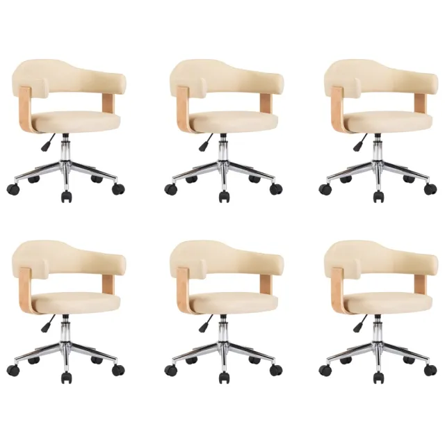 Chaises pivotantes à manger lot de 6 crème similicuir