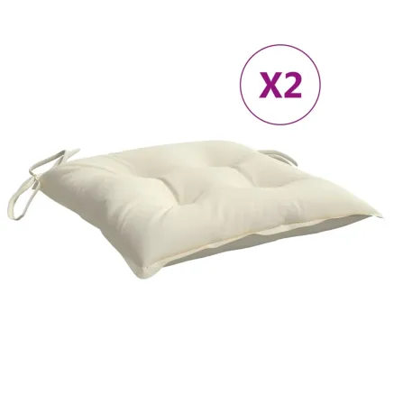 Coussins de chaise lot de 2 blanc crème 40x40x7 cm tissu oxford 2