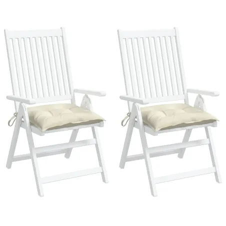 Coussins de chaise lot de 2 blanc crème 40x40x7 cm tissu oxford