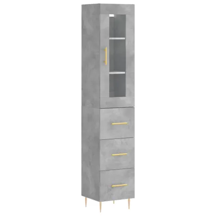 Buffet haut Gris béton 34,5x34x180 cm Bois d'ingénierie 2
