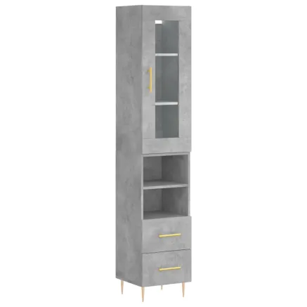 Buffet haut Gris béton 34,5x34x180 cm Bois d'ingénierie 2