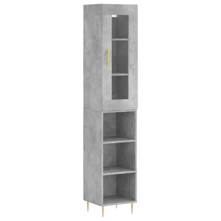 Buffet haut Gris béton 34,5x34x180 cm Bois d'ingénierie 2