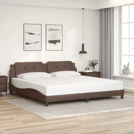 Cadre de lit sans matelas Zadar marron 200x200 cm similicuir