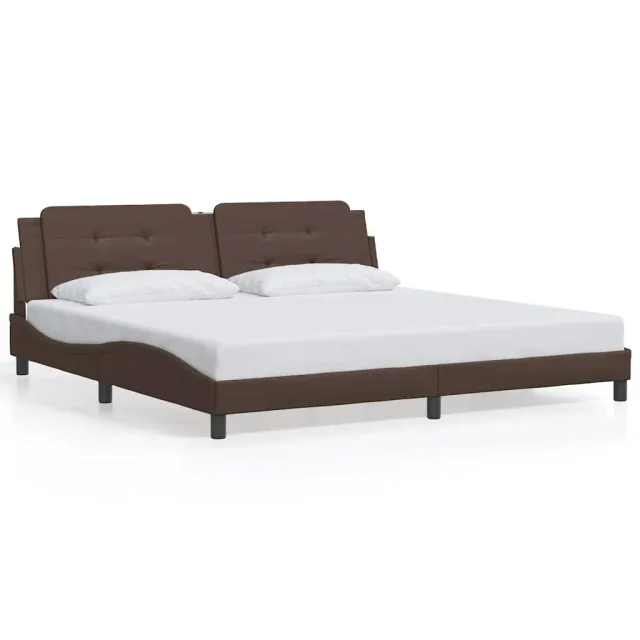 Cadre de lit sans matelas Zadar marron 200x200 cm similicuir
