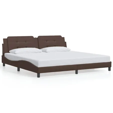 Cadre de lit sans matelas Zadar marron 200x200 cm similicuir