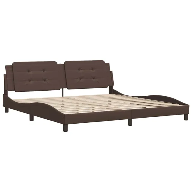 Cadre de lit sans matelas Zadar marron 200x200 cm similicuir