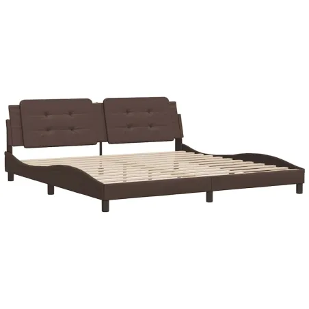 Cadre de lit sans matelas Zadar marron 200x200 cm similicuir