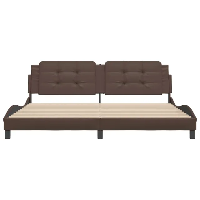 Cadre de lit sans matelas Zadar marron 200x200 cm similicuir