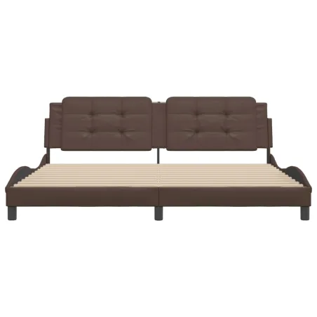 Cadre de lit sans matelas Zadar marron 200x200 cm similicuir