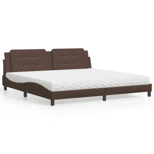 Lit avec matelas Zadar marron 200x200 cm similicuir